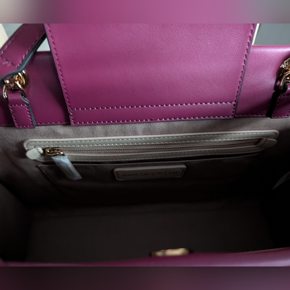 Karl Lagerfeld "Savoie" Leather Tote With Gold Chain Accent - Picture 6 of 6